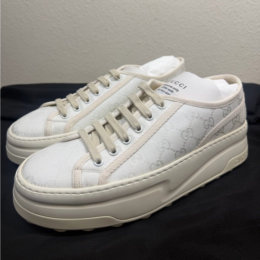 Gucci GG Treck 1977 Tennis Canvas Platform Low Top Trainer - Picture 1 of 11